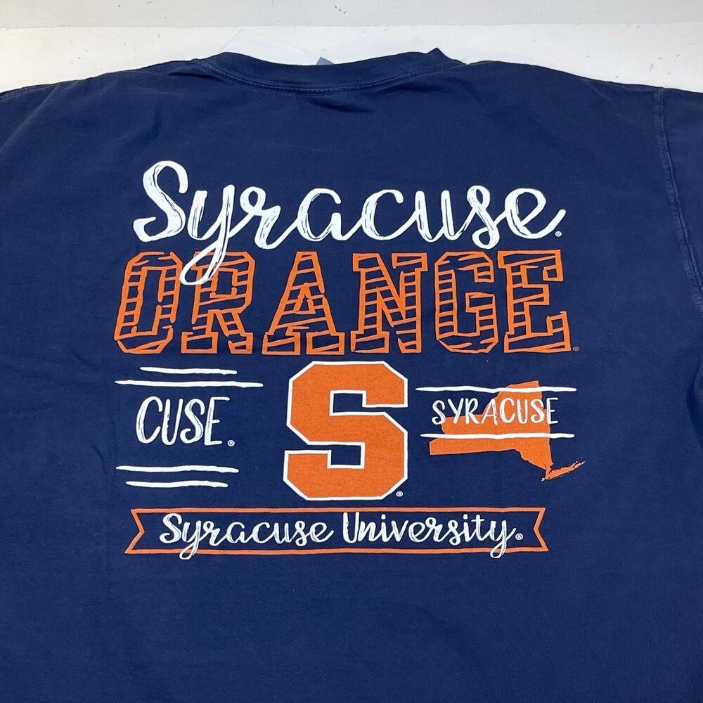ORANGE SYRACUSE FOOTBALL UNIVERSITY SU TEE T SHIRT Mens L NEW COMFORT COLORS